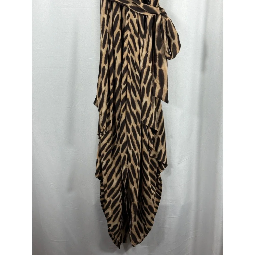 MICHAEL KORS Animal Print 100% Silk‎ Camisole Midi Dress